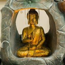 Buddha Statue Waterfall Fountain Ornament, Desktop Decoration, Creative Water Curtain, Flowing Water Wealth Transfer, USB Power Supply, Suitable For Meditation, Suitable For Various Room Types, Cafes, Yoga Studios, Clubs, Study Rooms, Bedrooms, Etc - JZ051 - View 12