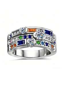 1pc Charming Cubic Zirconia Ring, Suitable For Women To Wear, Suitable For Wedding, Engagement, Anniversary Party, Valentine's Day Gift - 1# - View 2