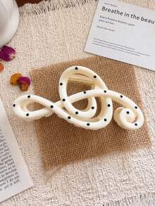 2 piezas Pinza para el cabello con lunares negros y pinza para el cabello con notas musicales y lunares blancos, accesorios para el cabello, versátil y elegante, minimalista, adecuado para uso diario, casual, fiesta, playa, vacaciones, diseño de peinado, lavado de cara/cabello, maquillaje, accesorios de ropa, pinza para el cabello de primavera, pinza para el cabello de verano, accesorios para el cabello de otoño, pinza para el cabello de invierno - Multicolor - Ver 4