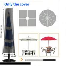 Large Outdoor Garden Umbrella Cover With Support Pole, Made Of Durable Polyester Material, UV Protection, Adjustable Drawstring And Windproof Buckle, Suitable For Garden, Patio And Pool Area - Black - View 9