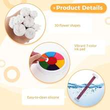 Silicone Flower Dotting Tools, 20 Shapes 20 Pcs Dotting Pens, Mandala Embossing Tools Rock Painting, Art With Color Ink Pad, Dual-Tip Art Kit - D - View 3