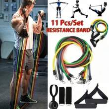 11pcs Resistance Band Set, Fitness Resistance Training Bands With Door Anchor, Fitness Equipment, Fitness Accessories, Home Workout Tools, Suitable For Men's Gifts, Valentine's Day Gifts, Home Exercise Equipment - A - View 5