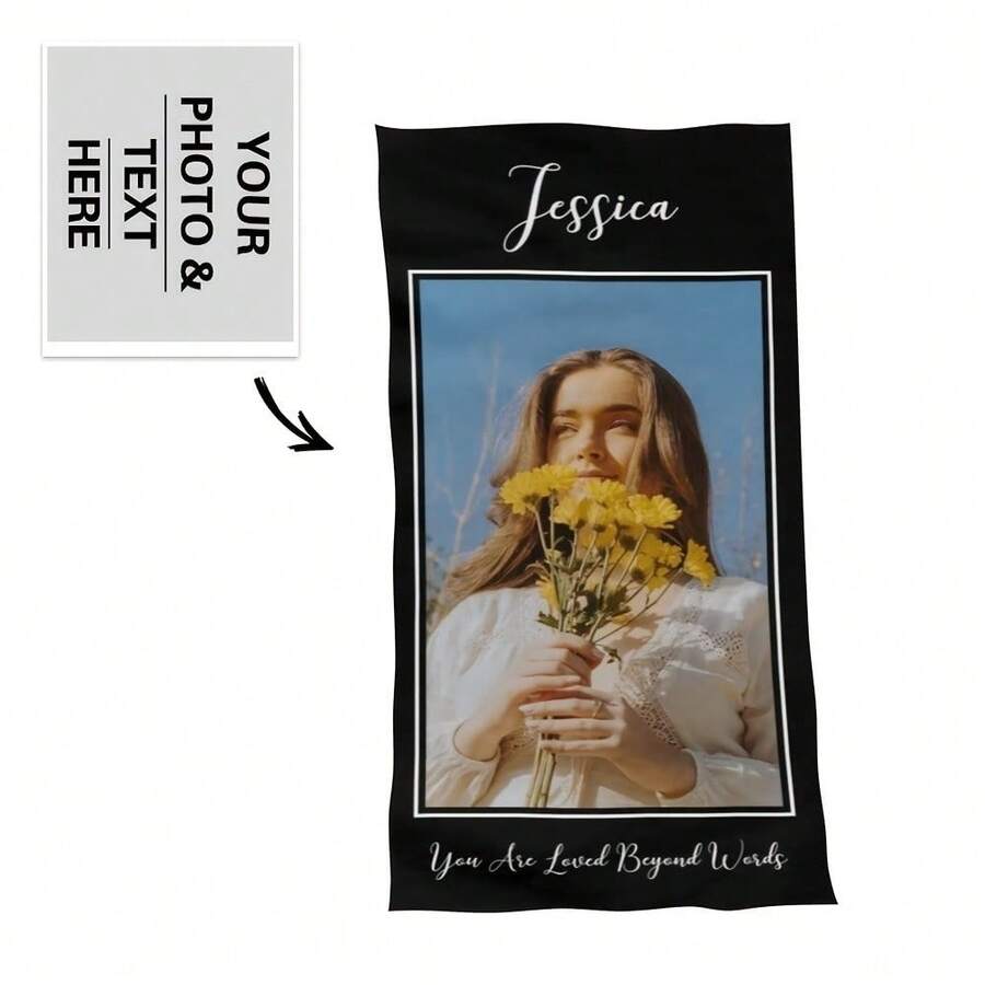 Customized Personalized Photo Pattern Beach Towel - Soft Microfiber Material, High Absorbency, Lightweight And Portable, Suitable For Beach, Party, Travel, Camping Scenes - Multicolor - View 1