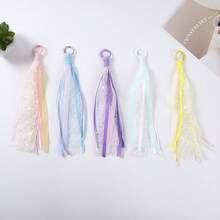 1pc Back To School Daily Macaron Color Sequin Mesh Ribbon Tassel Keychain, Multi-Color Ring Backpack Bag Pendant - Multicolor - View 4