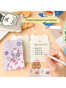 1/10/20/80pcs Portable Cute Mini Cartoon Student Notebooks, Grid Paper Diary, Bear Ear Mini Memo Notebook, Random Styles, Gift Stationery School Supplies, Children's Notebook, Halloween Style - Multicolor - View 5