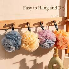 Dual Color Bath Sponge Set Soft Mesh Shower Pouf Exfoliating Body Scrubber With Hanging Tape For Home Bathroom Spa Accessories - Two-color Bath Bomb - View 1