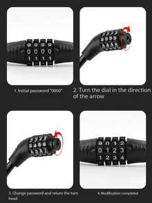 1pc Bicycle 4-Digit Combination Lock, Portable Cycling Gear For Mountain Bike - Multicolor - View 3