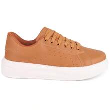 Tenis Feminino Estiloso Retrô Recortes Academia Confortável Dia a Dia Leve Conforto Original Moda Casual - Caramelo - Visão 4