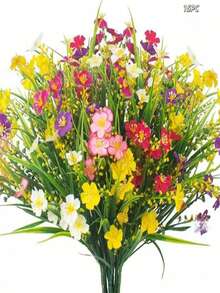 15/10/5/1pc Thickened Dynamic Style, Colorful Artificial Flowers Outdoor Decor, UV-Resistant Plastic Artificial Shrubs, Suitable For Indoor/Outdoor Home Garden, Windowsill, Porch And Flower Pots, Ideal Decorative Plants For Spring And Summer - 15pcs/Thickened Dynamic Style - View 4