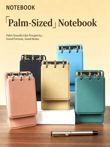 1 buah Buku Catatan Genggam Portabel dengan Halaman Lepas, Halaman Dalam Dapat Diganti, Sampul PU Minimalis dan Modis, Klip Logam Kokoh, Praktis untuk Mencatat Inspirasi dan Tugas Kapan Saja, Perlengkapan Sekolah - Notebook portabel seukuran telapak tangan - View 1