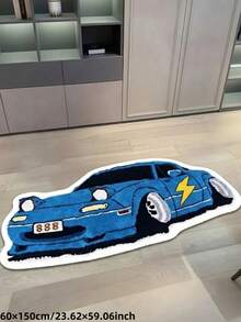 1pc, Summer New Arrival, Blue Lightning Sports Car Shaped Rug, Perfect For Bedroom, Living Room Decor, Decorative Rug, Bedroom Decor, Small Rug, Rug, Home Decor, Living Room Rug, Living Room Small Rug, Bedroom Rug, Living Room Home Decor, Outdoor Rug, Washable Rug - Multicolor - View 11
