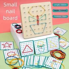 Juego de Tablero de Clavos con Rompecabezas de Reconocimiento de Formas de Madera 2 en 1, Tarjetas de Patrones Educativas, Juguete Creativo para Niños - Multicolor - Ver 13
