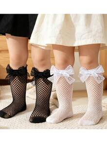 2 Pasang Kaos Kaki Jala Berongga Lucu Manis untuk Bayi Perempuan, Kaos Kaki Jala Setengah Betis yang Bernapas untuk Musim Semi/Panas - MultiWarna - View 12