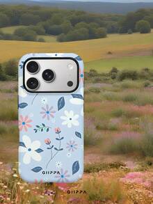 GIIPPA 1件霧藍色背景小花卉圖案設計手機殼，適用於Phone 17 Pro Max，兼容Phone 16 Pro Max、15 Pro Max、14 Pro Max，韓式高端時尚趣味手機殼，兼容11/12/13/14/15/16 Pro Max Plus，優雅設計男女皆宜，聖誕節、情人節、復活節、婚禮季與生日送女友的完美禮物！ - 彩色 - 查看 5