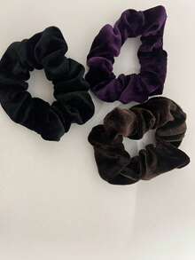 3/4pcs Girls Hair Accessories Headwear Simple Elegant Premium Scrunchies Suitable For Daily Use Ponytail Hair Ties Elastics Rubber Bands - Multicolor - View 2
