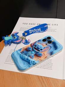Disney Lilo And Stitch Phone Case : 3D Fluffy Pattern Border Protector Phone Soft Phone Case With A Free Cute Stitch Bracelet Chain Lanyard, Stitch, Lilo, Angel, For Apple 17 Promax 17 Pro 16 15 14 13 12 11 Pro Max XS Max X XR Soft Cover Summer Phone Case - 白色 - 查看 6