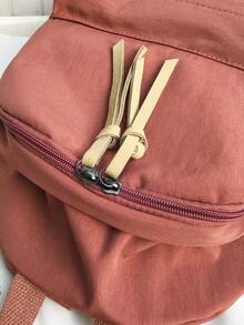 Mochila Vintage de unicolor con Detalle de Cinta, Mochila Escolar Ultraligera para Adolescentes, Mochila Unisex para Desplazamiento Diario y Campus - Multicolor - Ver 6