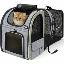 Pecute Zaino per Cani Gatti Estensibile, Cuccia Portatile, Trasportino Estraibile Indicato per Viaggi Sia Lunghi Che Corti, Grigio XSDD - Grigio, XL - Visualizzare 10