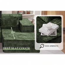 HABUTWAY 105" L Shape Modular Sectional Sofá para Salón de Estar, No se Recoge, Modular Sofá Confortable con Asiento para Salón recámara, Lujo Acorazado Derecho, Blanco - Pluma verde - Ver 7
