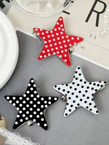 2件/6件裝 女款新款時尚星星與波點髮夾，無縫瀏海夾、側邊夾，極簡多功能髮飾，適合外出、約會、旅行、日常穿搭與裝飾髮飾 - 彩色 - 查看 4