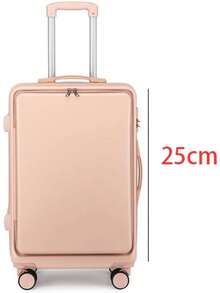 Maleta con Ruedas para Estudiantes Femeninas, Maleta con Apertura Frontal, Bolsa para Computadora, Caja con Contraseña, Maleta de Viaje (Rosa) - 1 - Ver 5