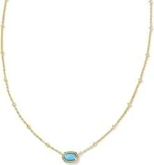 Kendra Scott Mini Elisa - Collar corto con colgante satélite chapado en oro de 14 quilates, joyería de moda para mujer - ORO - TURQUESA - Ver 7