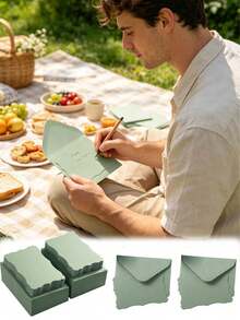 2/10pcs Mini Envelopes With Blank Note Cards, First Day Of School Teacher Gift Envelopes, Small Self-Adhesive Envelopes For Weddings, Small Parties, Love Letters, Holiday Greeting Cards, Graduation Ceremony Invitations, Baby Shower, Wedding And RSVP Cards - Green Envelope - View 3
