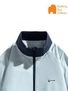 NBCT Women's Light Sport Commute Baseball Jacket, Stand Collar, Minimalist Design, Loose Fit, Slimming, Solid Color, Functional Outerwear For Daily Work And Hiking - Baby Blue - View 4