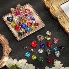 WENSIDUO Rhinestone Jahit, 50/300 PCS Rhinestone Kaca Jahit dengan Pengait Logam, Bentuk Campuran untuk Kostum, Pakaian, Busana, Gaun, Anting, Sabuk, dan Sepatu - Rhinestones yang dijahit tangan - View 3