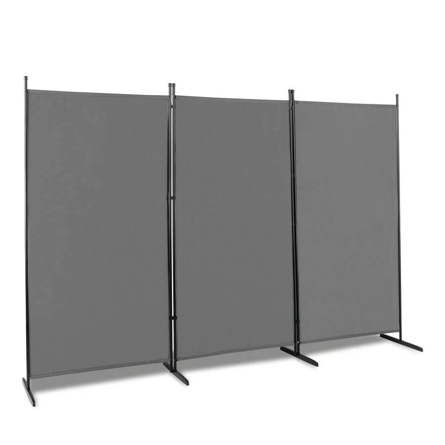 6FT Gray Trifold Foldable Partition Screen, 160g Polyester Cloth With Carbon Steel Frame & Plastic Feet, Privacy Divider For Bedroom Dorm Decor - 1 - View 1