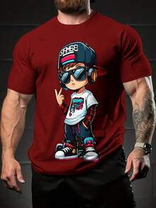 Men'S Novelty T-Shirt With 3D Digital Printing, Short-Sleeved - 黑色 - 查看 8