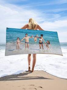 1 Stück anpassbares einfarbiges gestreiftes Strandtuch, personalisierbare Namensanpassung, mehrere Farben erhältlich, weich und hautfreundlich, schnelltrocknend, geeignet für Strand, Schwimmen, Fitnessstudio, Camping oder Yoga, ideales Urlaubsgeschenk, Sommer-Strand-Essential - Verschiedenfarbig - Übersicht 9