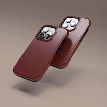 Funda para teléfono color burdeos oscuro, funda resistente de color sólido, cubierta protectora minimalista para  17 16 15 14 13 12 11 Pro Max,  S25 S24 S23 S22  HONOR  OPPO - Multicolor - Ver 6