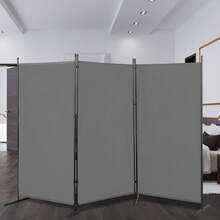 6FT Gray Trifold Foldable Partition Screen, 160g Polyester Cloth With Carbon Steel Frame & Plastic Feet, Privacy Divider For Bedroom Dorm Decor - 1 - View 4