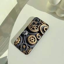 Funda para iPhone 17/16/15/14/13/12/11 Pro Max/16Plus/XS con Diseño de Engranajes Mecánicos, Funda Protectora Suave Negra, Personalizada, Creativa, Anti-caídas, de Borde Completo, a la Moda - z8 - Ver 4