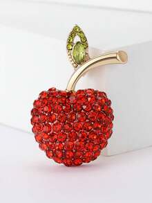 1pc Small Apple Brooch, Fashionable Creative Versatile Suit Coat Lapel Pin - Red - View 2