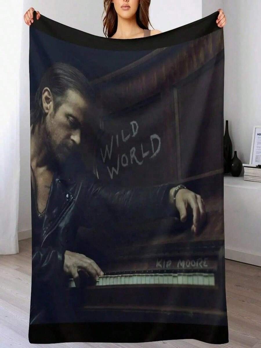 Luxury Weighted Throw Blanket For Sofa Wild World, Valentine's Day Gift Ideas - Black2 - View 1