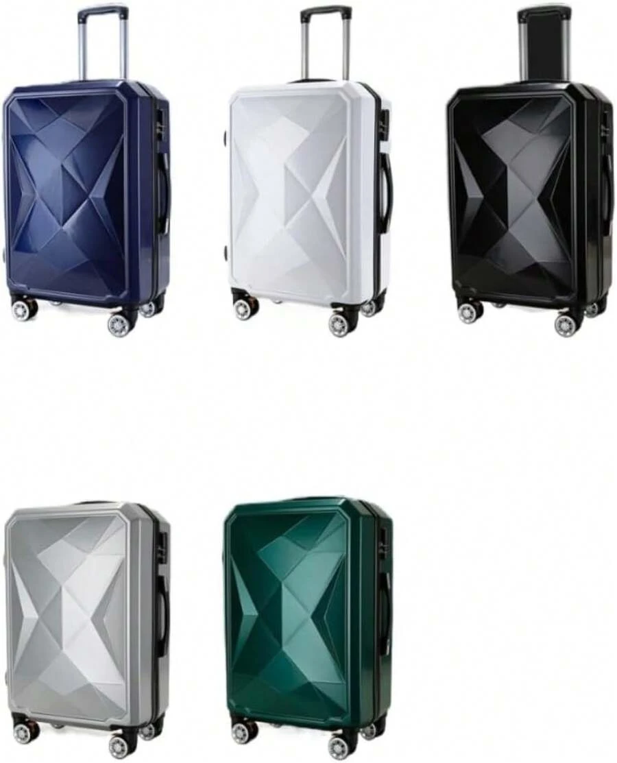 Cerradura Equipaje con patrón de corte de diamante: Maleta giratoria brillante de ABS+PC con cerradura antirrobo impermeable(Black+small box,20 in.) - Caja blanca y pequeña - Ver 1