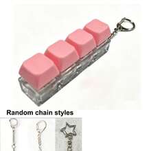Mechanical Keyboard Keycap Stress Relief Keychain, 4-Key Clickable Fidget Toy, Finger Stress Relief Key Ring, Cute Backpack Charm Pendant, Soothing Office Anxiety Accessory, Unique Fun Gift - Multicolor - View 3
