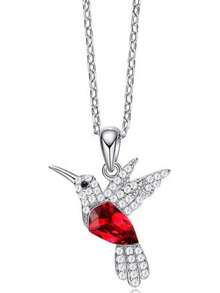 Mayfer |   Collar de plata esterlina .925 para mujer con dije de colibrí decorado con cristal aústriaco - Morado - Ver 1