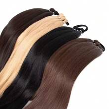 Extensión de Coleta Trenzada Larga Mejorada con Banda Elástica, Trenza Envolvente Recta y Suave, Extensiones de Cabello Sintético Natural Suave, Pieza de Cabello Negro Marrón de 30 Pulgadas, Halloween - Multicolor - Ver 6