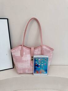 Bolso de gran capacidad para mujer, nuevo bolso tote de hombro versátil y de moda para ir al trabajo - Rosa - Ver 3