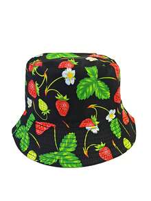 1pc Women's Floral Reversible Bucket Hat, Hip-Hop Style, Outdoor Travel Sun Protection Hat, Versatile Printed Bucket Hat - A - View 9