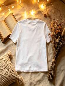 CHILL WAVES' Ocean Graphic Art, weißes Basic-T-Shirt für Damen, minimalistischer Brustprint, lässiges Grafiktop, traumhafter Sommer-Küsten-Look - Weiss - Übersicht 2