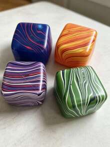 Fluid Pattern Ice Cube Square Squeeze Toy, Soft Touch, Can Be Squeezed And Deformed Freely, Great Choice For Stress Relief And Mood Improvement, Party Gift|Birthday Gift|Holiday Gift - 彩色 - 查看 10