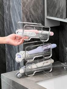 1 pieza Organizador de herramientas para el cabello de estilo minimalista estable y mejorado | Estante de almacenamiento de pared de material duradero y alta transparencia, específicamente para el almacenamiento de herramientas de peinado caliente | Elemento esencial moderno para ahorrar espacio en el baño - transparente - Ver 4