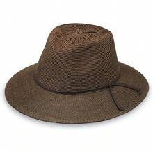 Wallaroo Hat Company Victoria Fedora para Mujer, protección UV UPF 50+, Borde Ancho, tamaño Mediano, Plegable y Ajustable - Gamuza - Ver 10