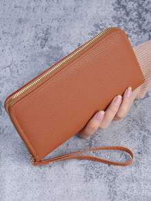 Pointer jumping Women's Long Zipper Wallet, Large Capacity Phone Bag, Fashionable Minimalist Solid Color Clutch, Coin & Card Holder - Multicolor - View 13