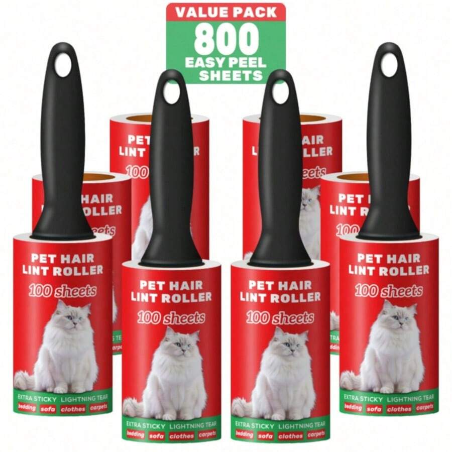 Ultra-Strong Adhesive Lint Roller, Pet Hair Removal Roller, Lint Roller Refill, Pet Hair Specialized Lint Roller, Portable Lint Remover, Suitable For Furniture, Carpet, Clothing, Easily Remove Cat And Dog Hair, 100 Sheets/Roll - Multiple Styles - View 1