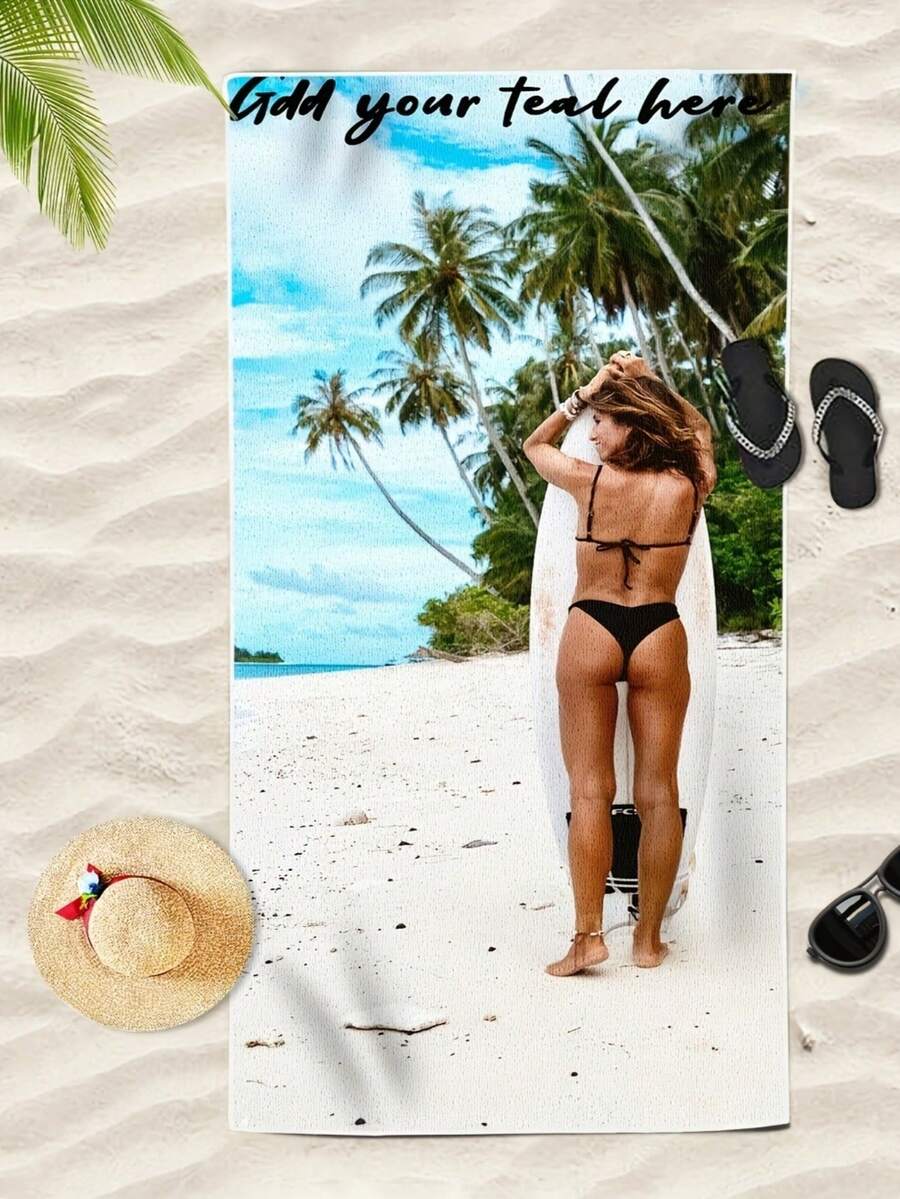 Customized Personalized Name Beach Towel - Sand-Resistant, Super Absorbent, Quick-Drying Microfiber, Striped Print Customizable Design, Suitable For Beach, Pool, Travel, Cruise - Adult Gift, Ultra-Absorbent - Multicolor - View 1